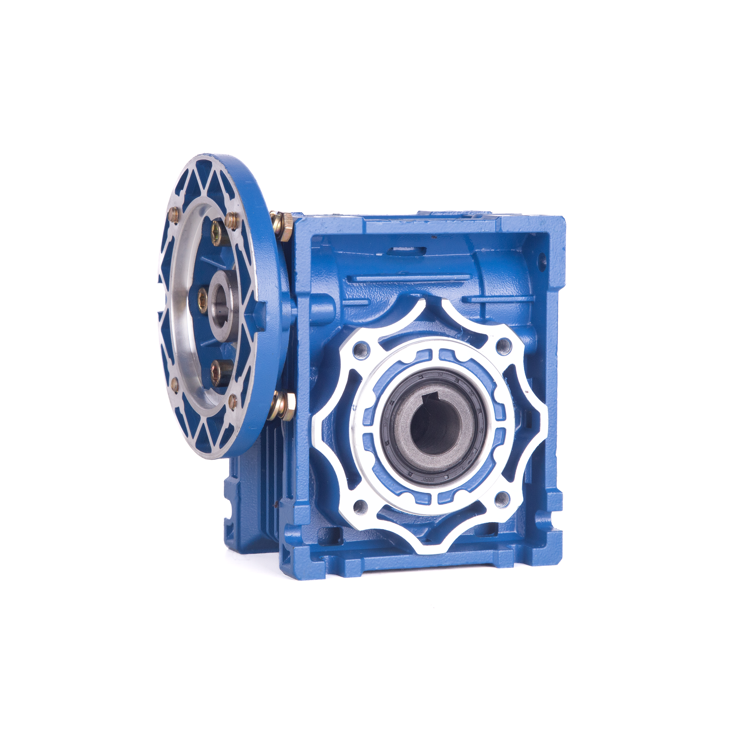 Worm Gear Box Multiple ratios NMRV Worm Gear Box front view showing compact aluminum housing